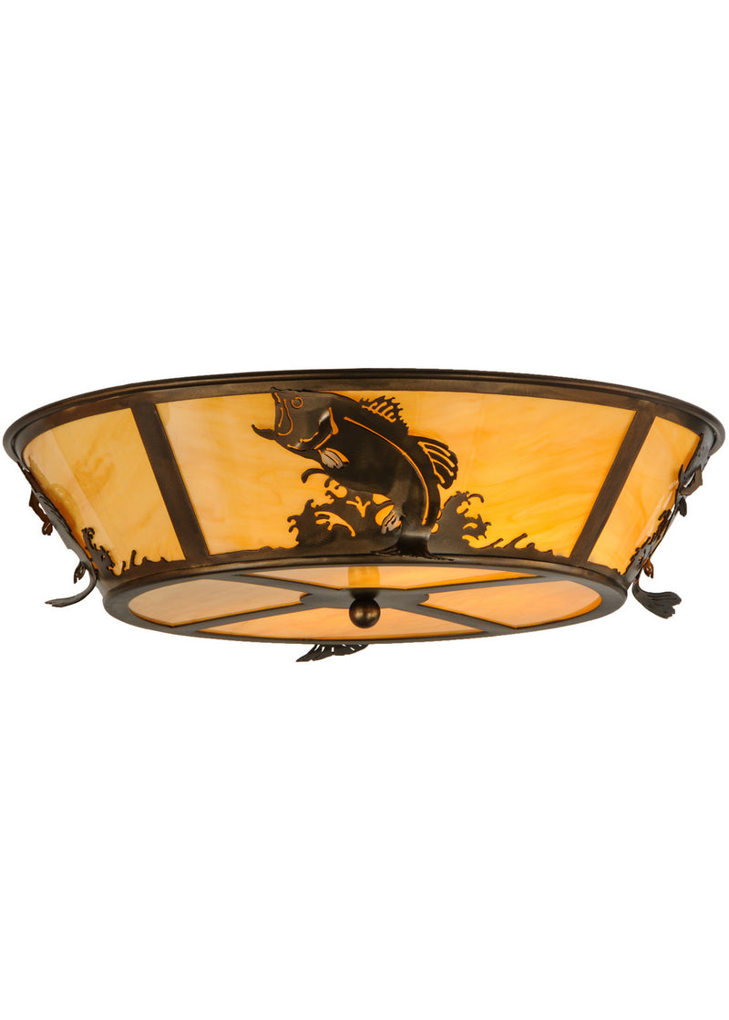Meyda Tiffany 145718 Four Light Flushmount, Antique Copper
