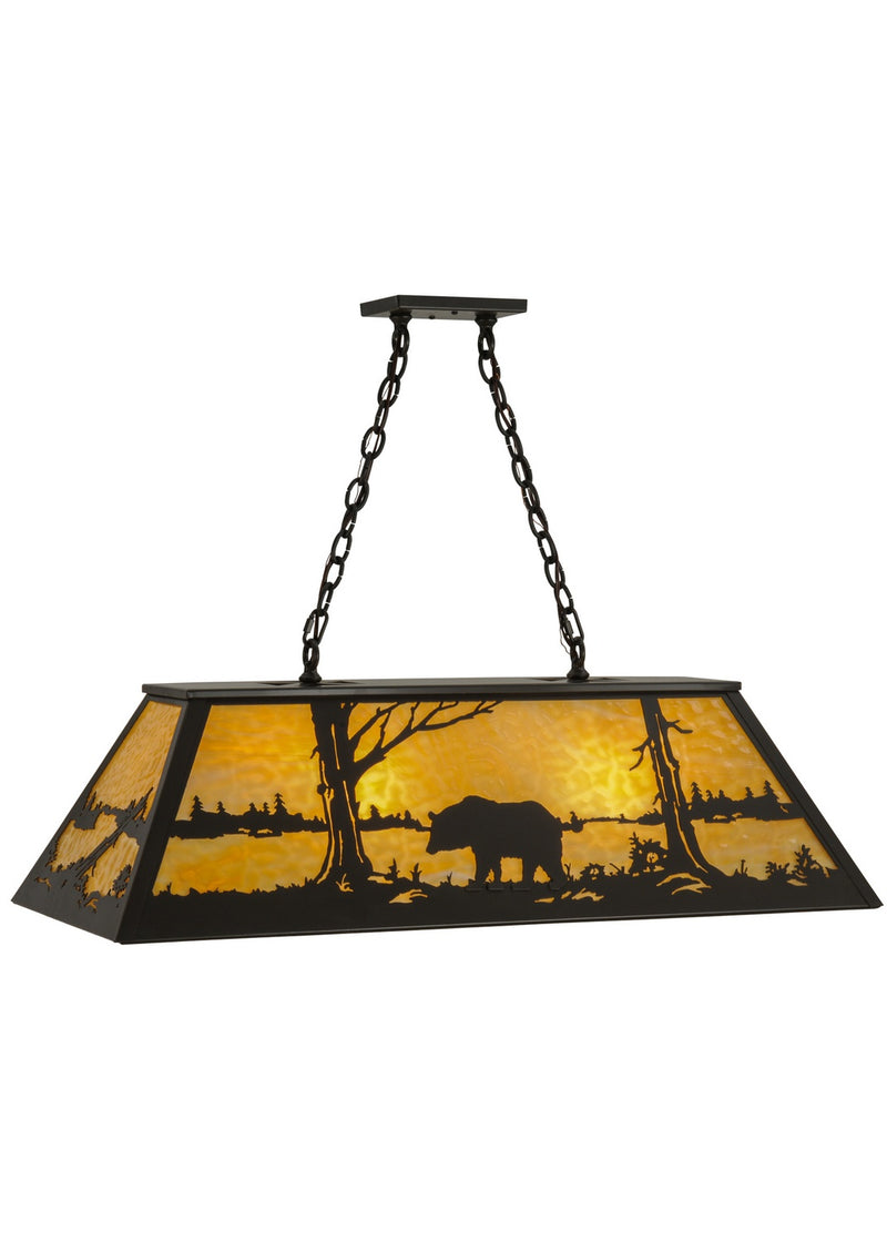 Meyda Tiffany 145980 Six Light Oblong Pendant, Timeless Bronze