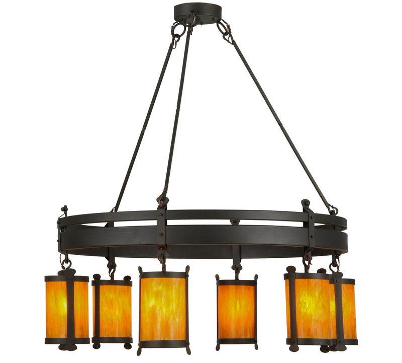 Meyda Tiffany 146064 Six Light Chandelier, Wrought Iron