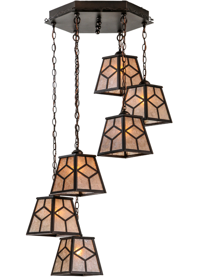 Meyda Tiffany 146196 Six Light Pendant, Mahogany Bronze