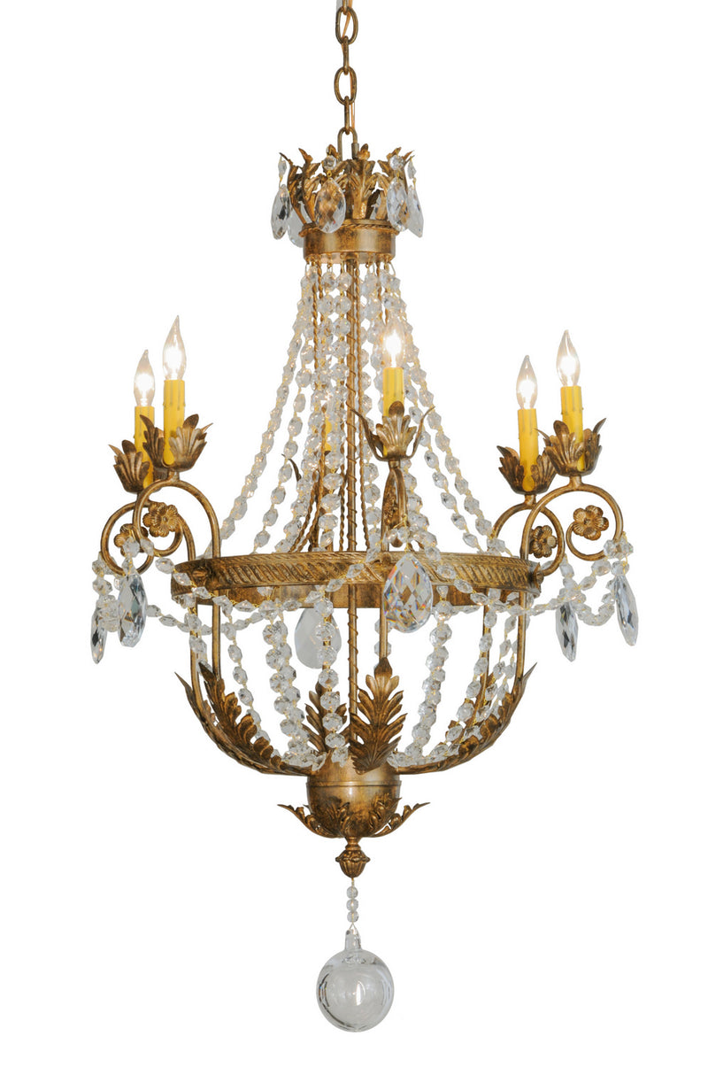 Meyda Tiffany 146785 Six Light Chandelier, Brushed Gold