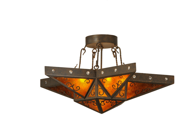 Meyda Tiffany 146797 Six Light Flushmount, Gilded Tobacco