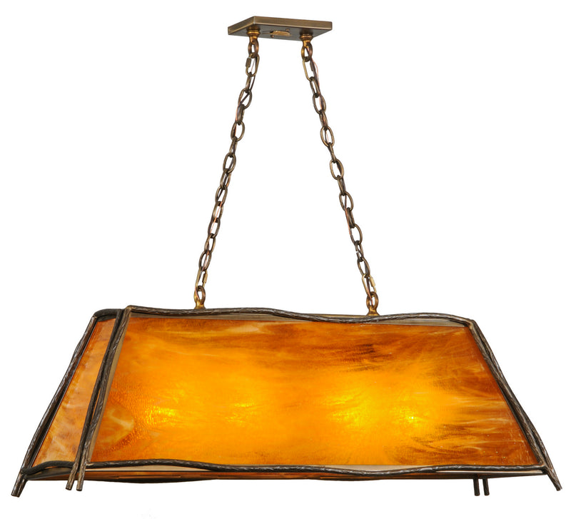 Meyda Tiffany 147249 Four Light Oblong Pendant, Antique Copper