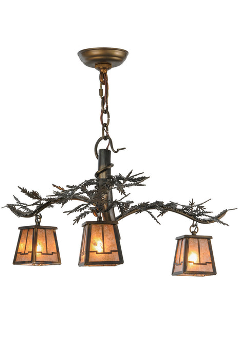Meyda Tiffany 147319 Three Light Chandelier, Light Burnished Antique Copper