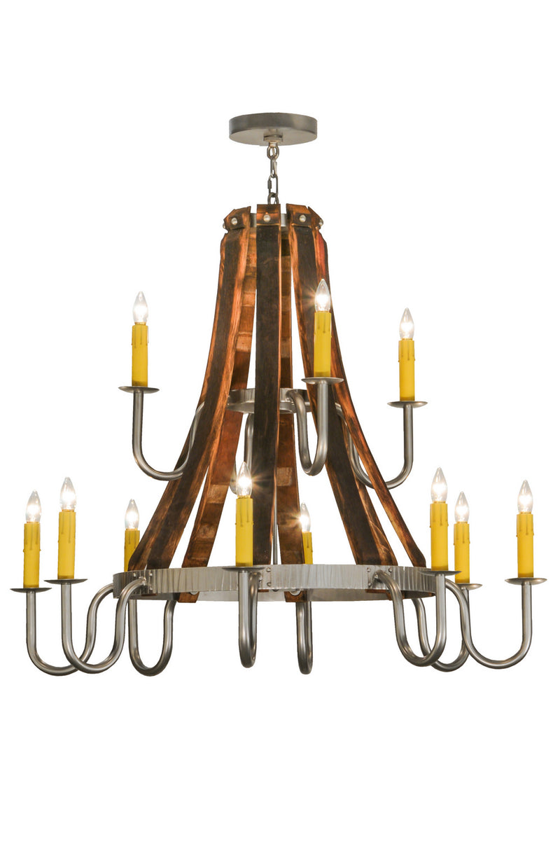 Meyda Tiffany 147331 12 Light Chandelier, Nickel Powder Coat
