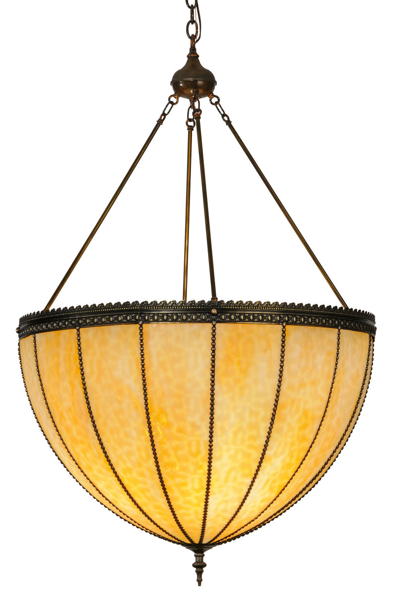 Meyda Tiffany 147444 Four Light Inverted Pendant, Craftsman Brown