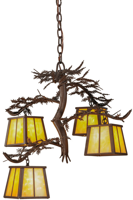 Meyda Tiffany 147619 Four Light Chandelier, Caf Noir