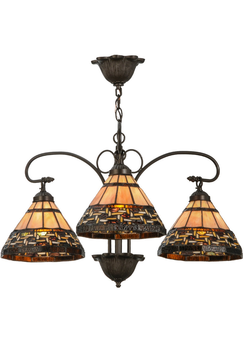 Meyda Tiffany 147729 Three Light Chandelier, Custom,Mahogany Bronze