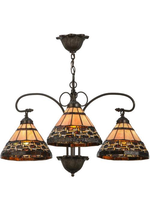 Meyda Tiffany 147729 Three Light Chandelier, Custom,Mahogany Bronze