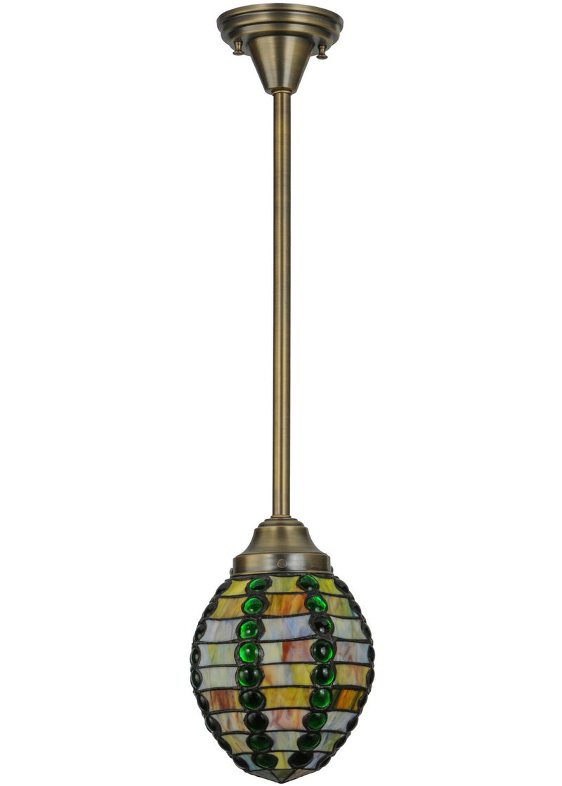 Meyda Tiffany 147739 One Light Mini Pendant, Antique Brass