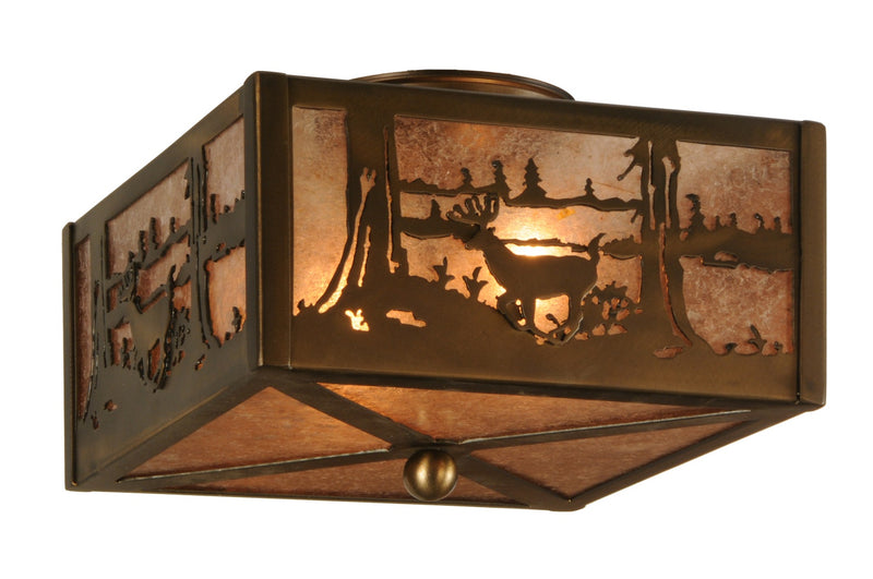 Meyda Tiffany 148125 Two Light Flushmount, Antique Copper