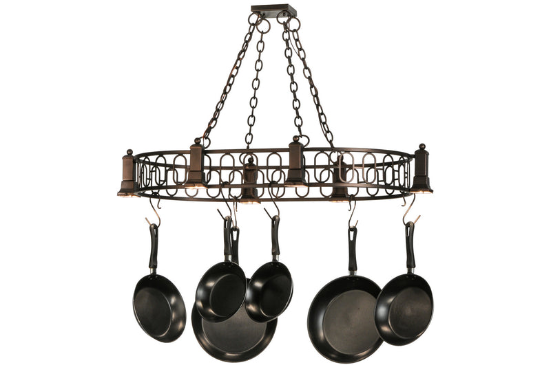 Meyda Tiffany 148249 Six Light Pot Rack, Mahogany Bronze