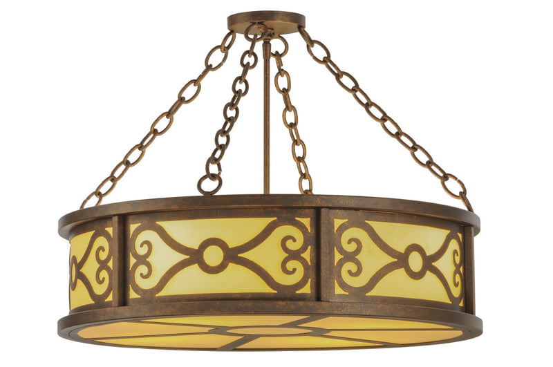 Meyda Tiffany 148684 Four Light Semi-Flushmount, Gilded Tobacco