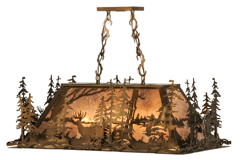 Meyda Tiffany 148975 Five Light Oblong Pendant, Antique Copper