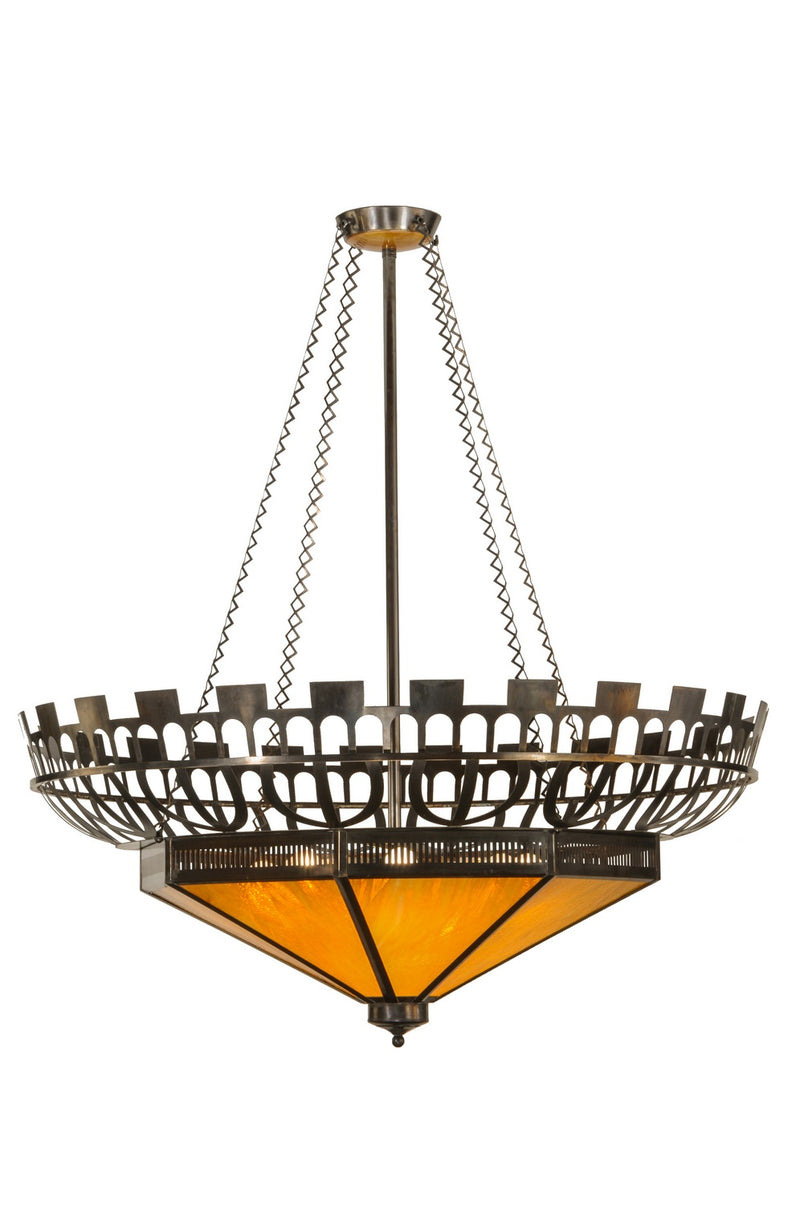 Meyda Tiffany 149112 12 Light Inverted Pendant, Craftsman Brown