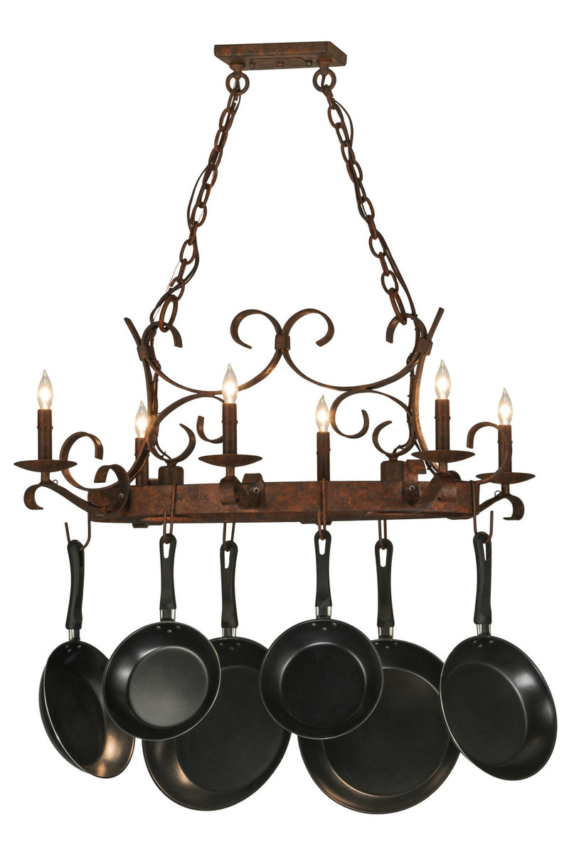 Meyda Tiffany 149135 Eight Light Pot Rack, Rusty Nail