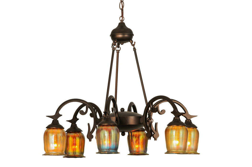 Meyda Tiffany 149190 Six Light Chandelier, Custom,Mahogany Bronze