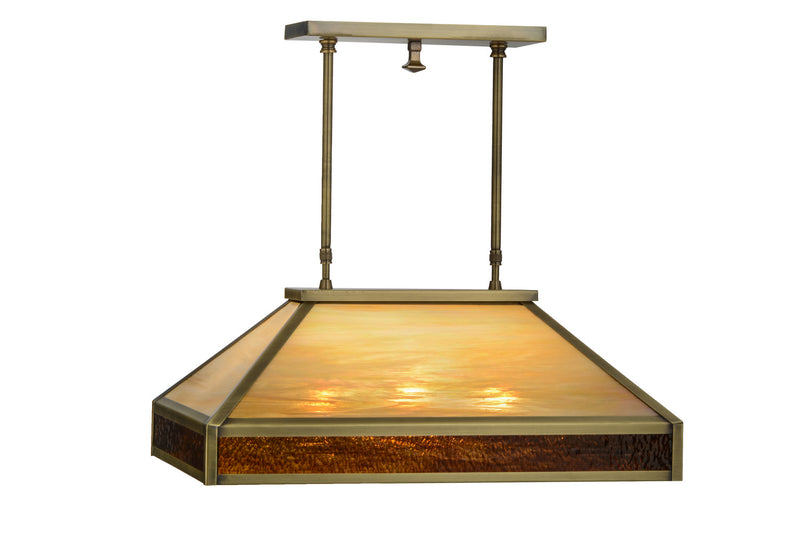 Meyda Tiffany 149849 Three Light Oblong Pendant, Antique Brass