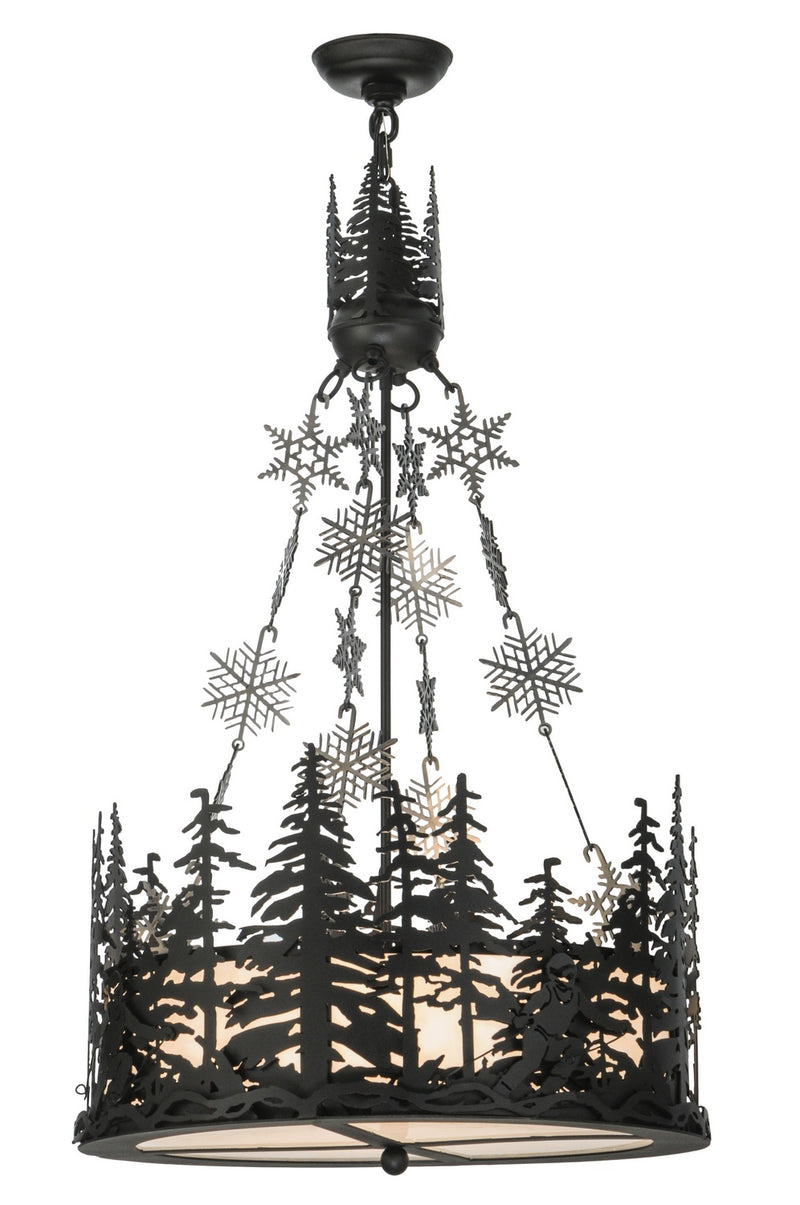 Meyda Tiffany 149852 Four Light Inverted Pendant, Black Metal,Steel
