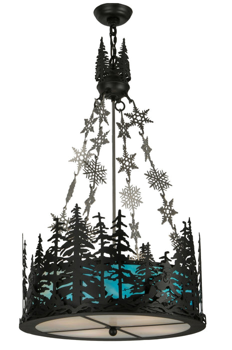 Meyda Tiffany 150053 Four Light Inverted Pendant, Textured Black & Nickel