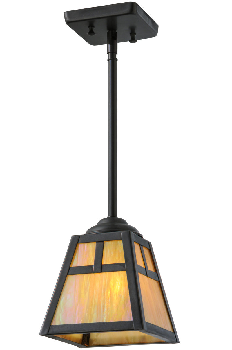Meyda Tiffany 150127 One Light Mini Pendant, Craftsman Brown
