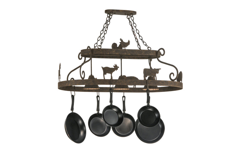 Meyda Tiffany 150295 Three Light Pot Rack, Antique