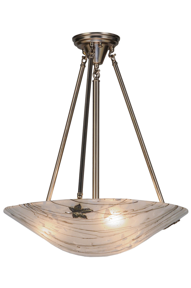 Meyda Tiffany 150473 Three Light Semi-Flushmount, Black Metal,Polished Nickel