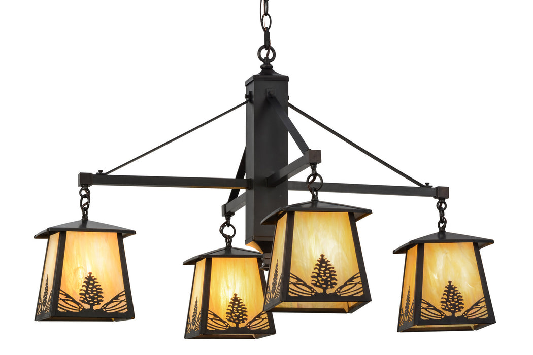 Meyda Tiffany 150783 Four Light Chandelier, Craftsman Brown