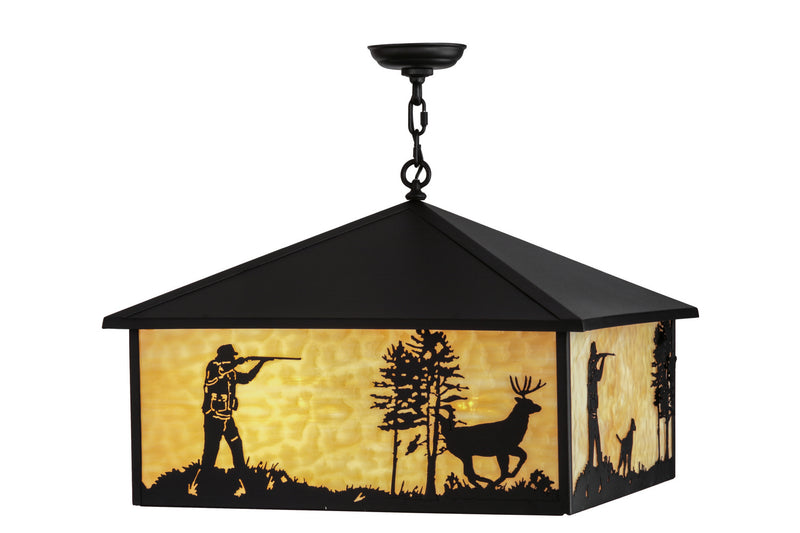 Meyda Tiffany 150874 Four Light Pendant, Black Metal