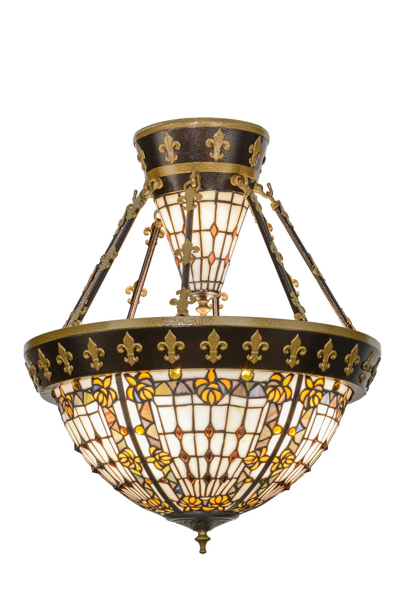 Meyda Tiffany 150922 Six Light Semi-Flushmount, Copper Vein
