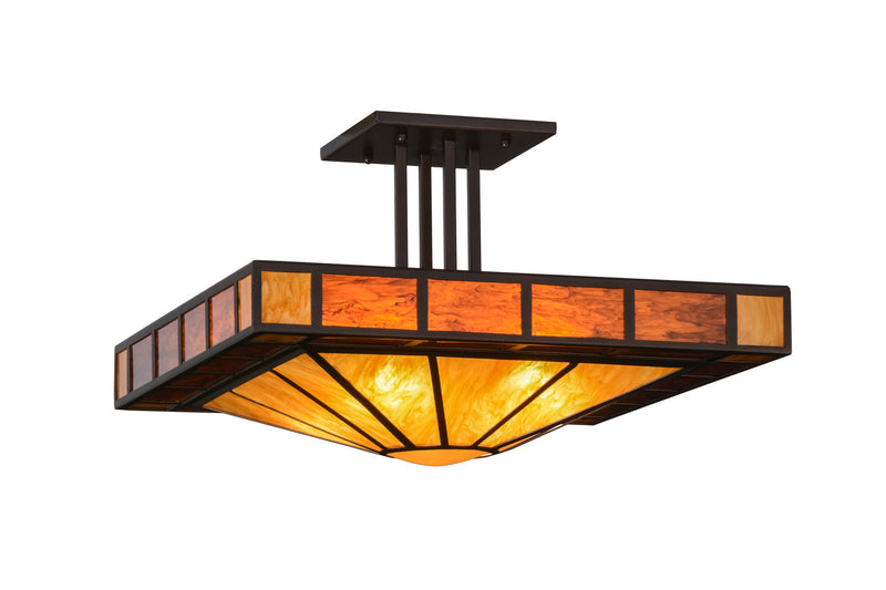Meyda Tiffany 151363 Four Light Semi-Flushmount, Mahogany Bronze