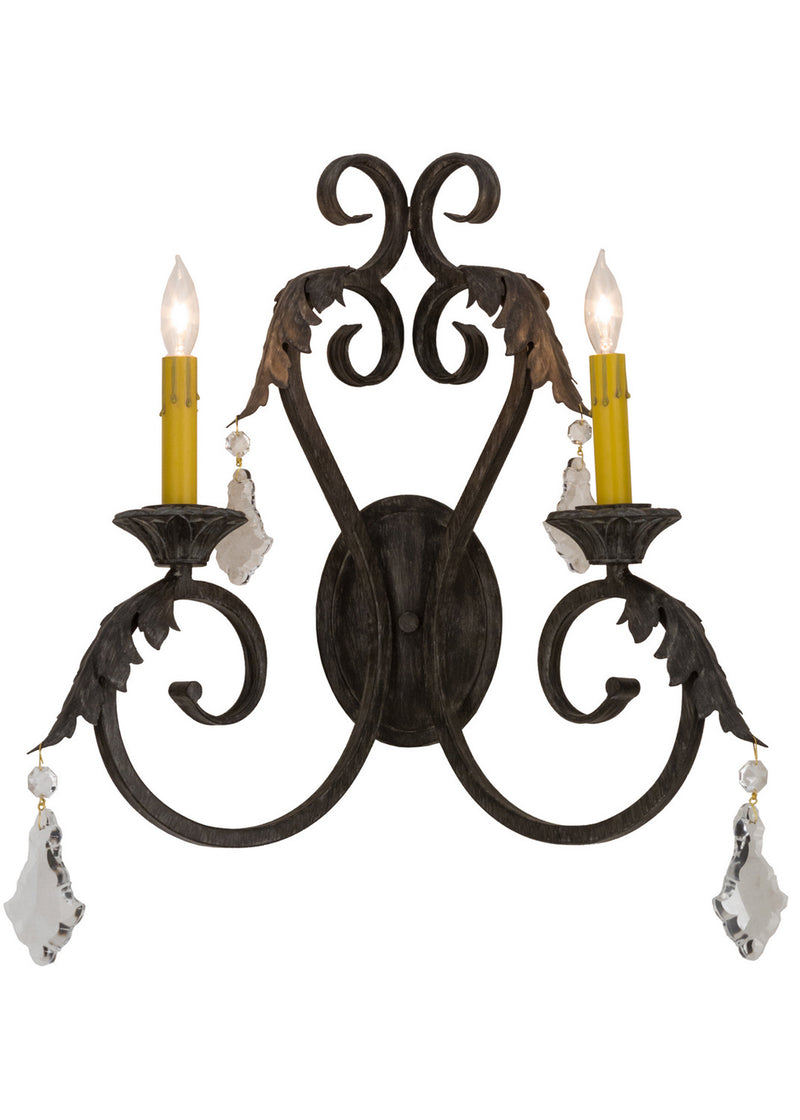 Meyda Tiffany 151650 Two Light Wall Sconce, Antique Iron Gate