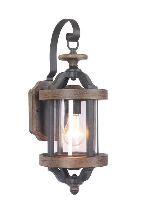 Craftmade Z7904-TBWB One Light Outdoor Wall Lantern, Textured Black/Whiskey Barrel