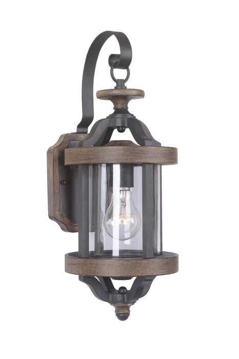 Craftmade Z7904-TBWB One Light Outdoor Wall Lantern, Textured Black/Whiskey Barrel