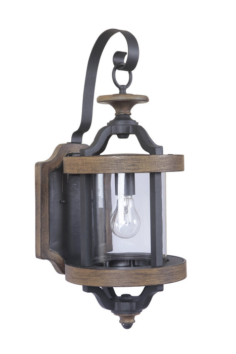 Craftmade Z7914-TBWB One Light Outdoor Wall Lantern, Textured Black/Whiskey Barrel