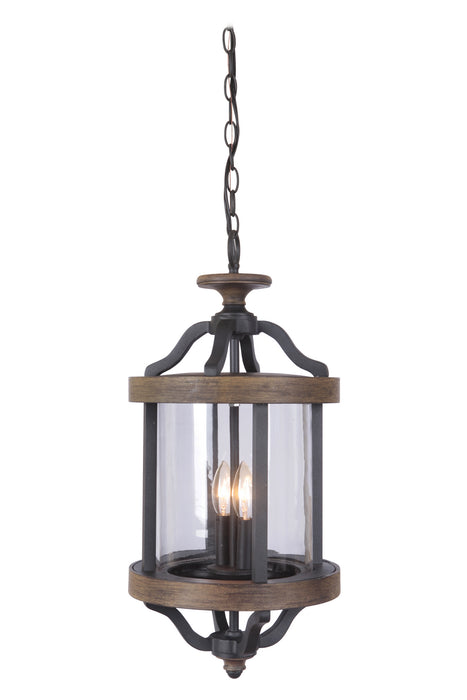 Craftmade Z7921-TBWB Two Light Outdoor Pendant, Textured Black/Whiskey Barrel