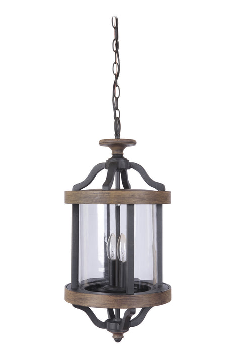 Craftmade Z7921-TBWB Two Light Outdoor Pendant, Textured Black/Whiskey Barrel