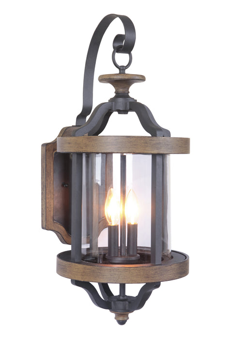 Craftmade Z7924-TBWB Two Light Outdoor Wall Lantern, Textured Black/Whiskey Barrel