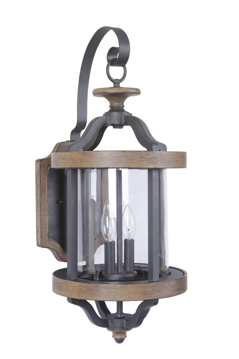 Craftmade Z7924-TBWB Two Light Outdoor Wall Lantern, Textured Black/Whiskey Barrel