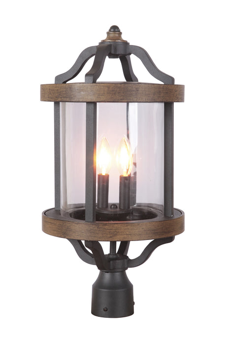 Craftmade Z7925-TBWB Two Light Post Mount, Textured Black/Whiskey Barrel