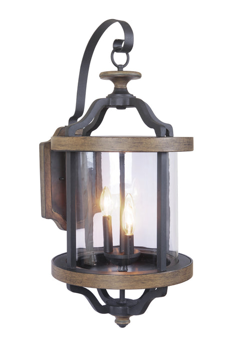 Craftmade Z7934-TBWB Three Light Wall Mount, Textured Black/Whiskey Barrel