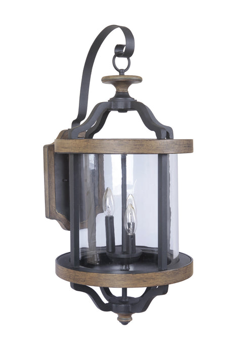 Craftmade Z7934-TBWB Three Light Wall Mount, Textured Black/Whiskey Barrel