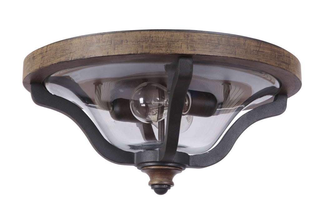 Craftmade Z7937-TBWB Two Light Outdoor Flushmount, Textured Black/Whiskey Barrel