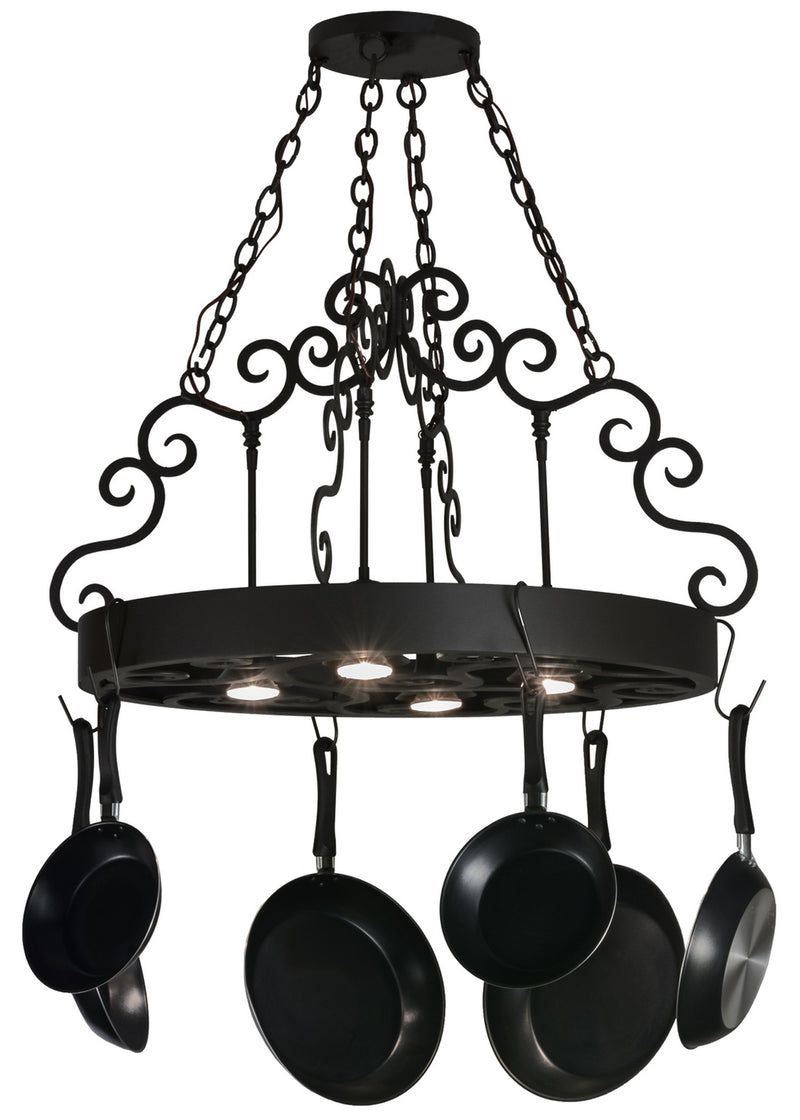 Meyda Tiffany 151752 Four Light Pot Rack, Wrought Iron