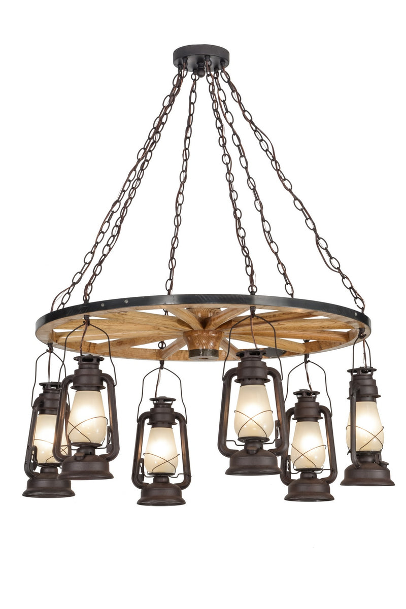 Meyda Tiffany 151906 Six Light Chandelier, Distressed Rust