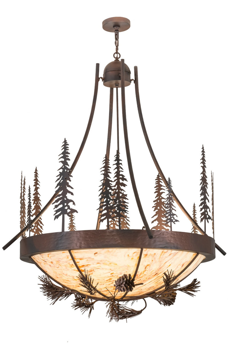 Meyda Tiffany 152868 Eight Light Pendant, Wrought Iron Over Mahogany Bronze