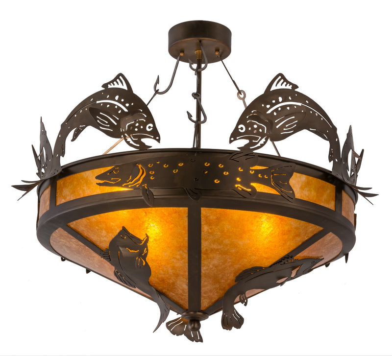Meyda Tiffany 160001 Four Light Inverted Pendant, Antique Copper