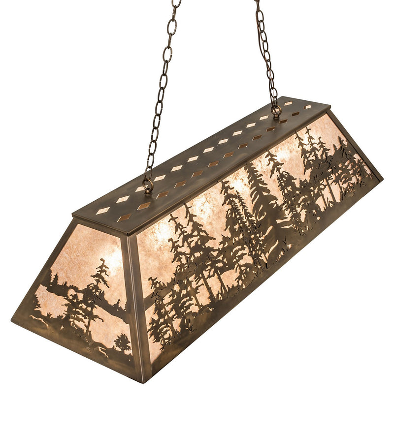 Meyda Tiffany 160564 Three Light Oblong Pendant, Antique Copper