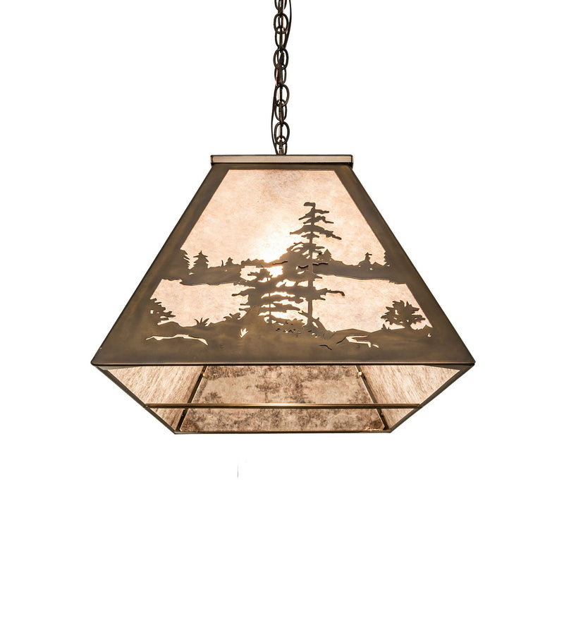 Meyda Tiffany 160564 Three Light Oblong Pendant, Antique Copper
