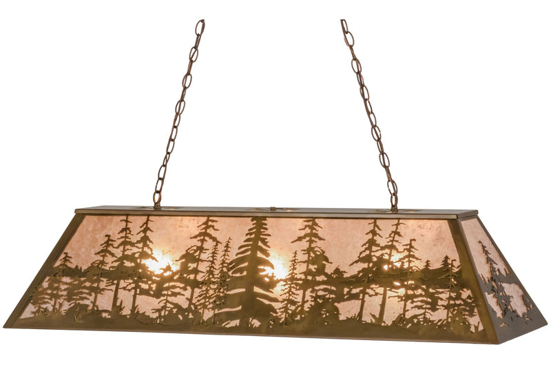 Meyda Tiffany 160564 Three Light Oblong Pendant, Antique Copper